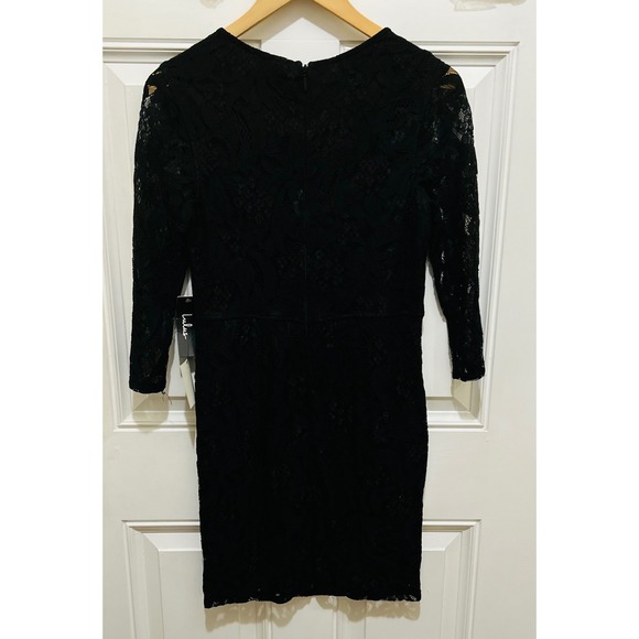 NWT Lulus Women's Black Lace Sheath Dress Cocktail Party Midi Elegant Size M‎ - Picture 5 of 5